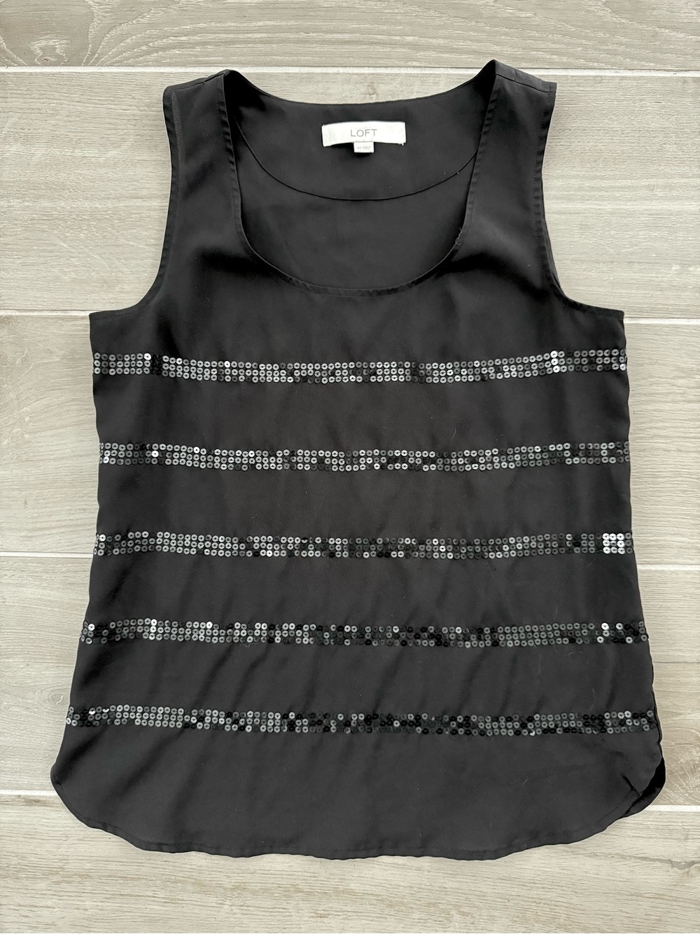 LOFT Black Sequin Striped Sleeveless Camisole